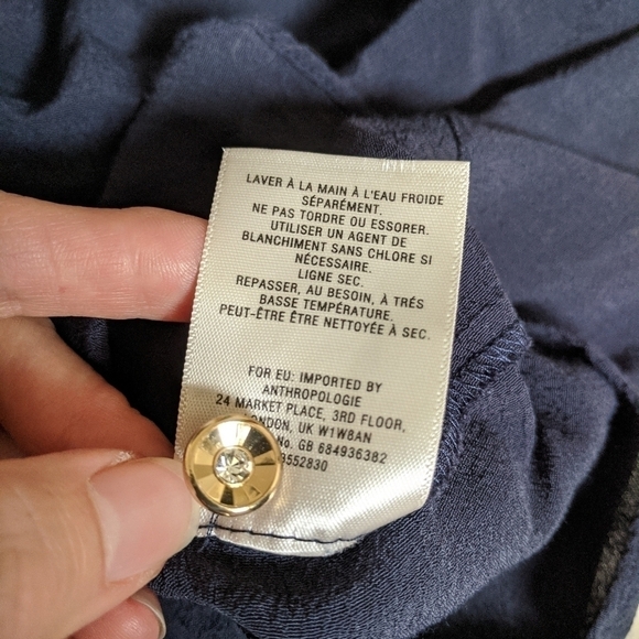 ANTHROPOLOGIE Maeve cold shoulder blouse navy blue - Picture 9 of 10